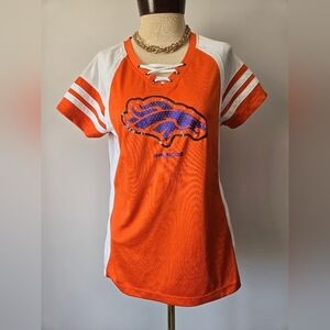 DENVER BRONCOS NFL Short Sleeve Jersey With Lace Up Neckline. Size Large